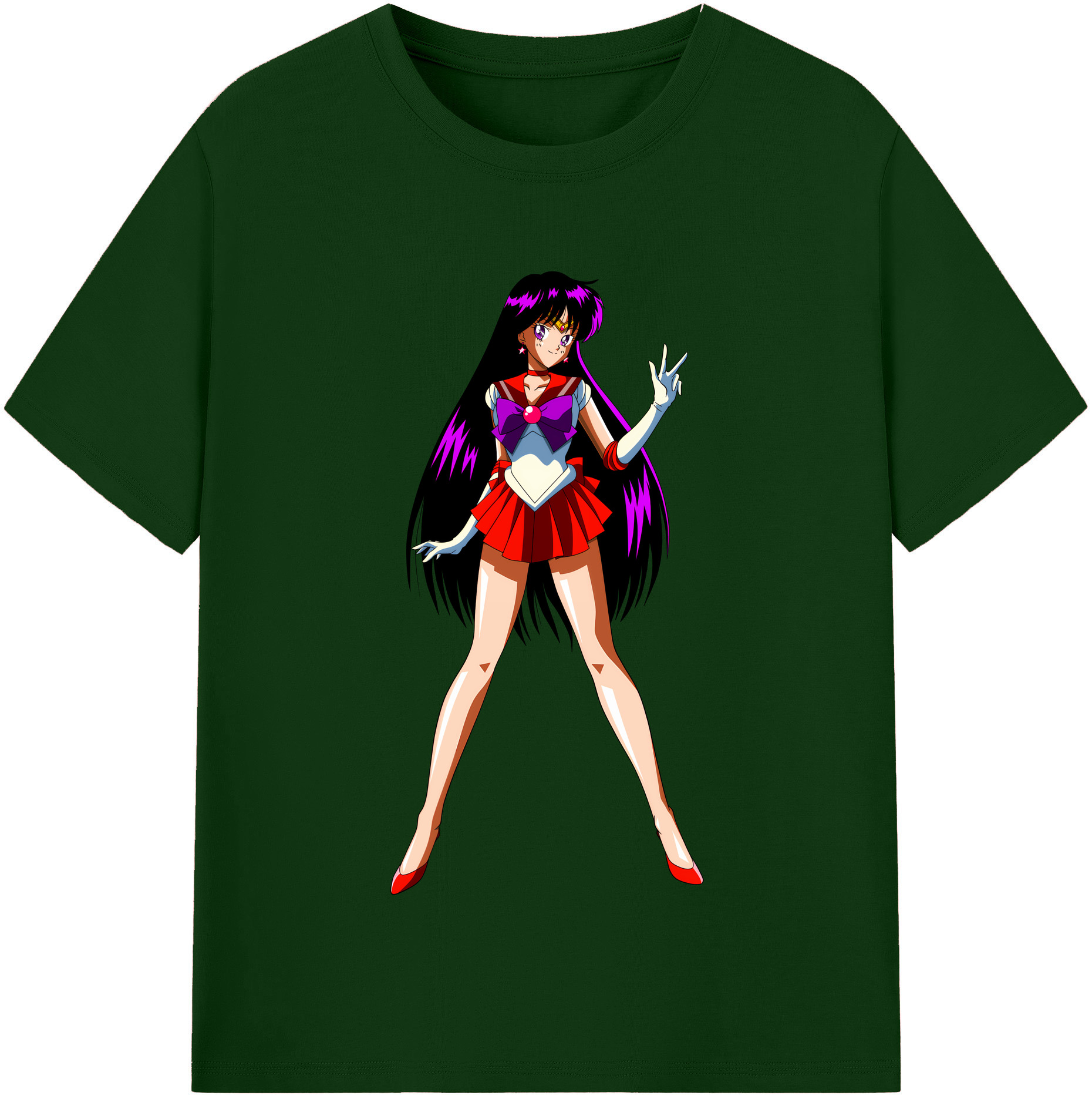 （画像用） 美少女戦士セーラームーン 火野レイ ひの レイ Sailor Moon Hino Rei （セーラーマーズ,Sailor Mars） 綿100％半袖Tシャツ（フロントプリント）